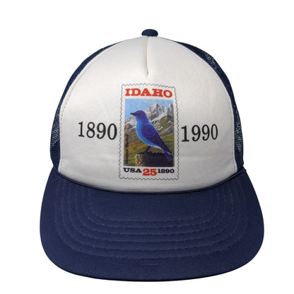 Idaho USA 25 1890-1990 Snapback Trucker Hat Blue One Size Adjustable Mesh Back