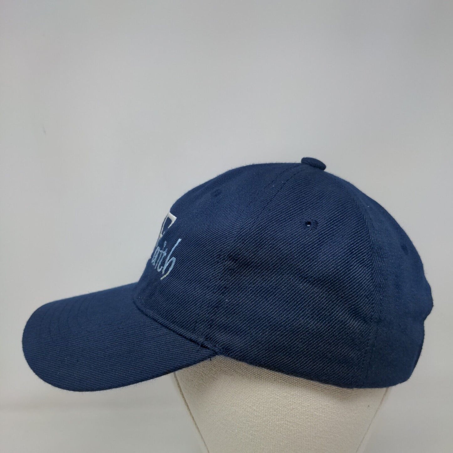 Man Of Faith Strapback Hat Blue One Size Embroidered Adjustable 6 Panel
