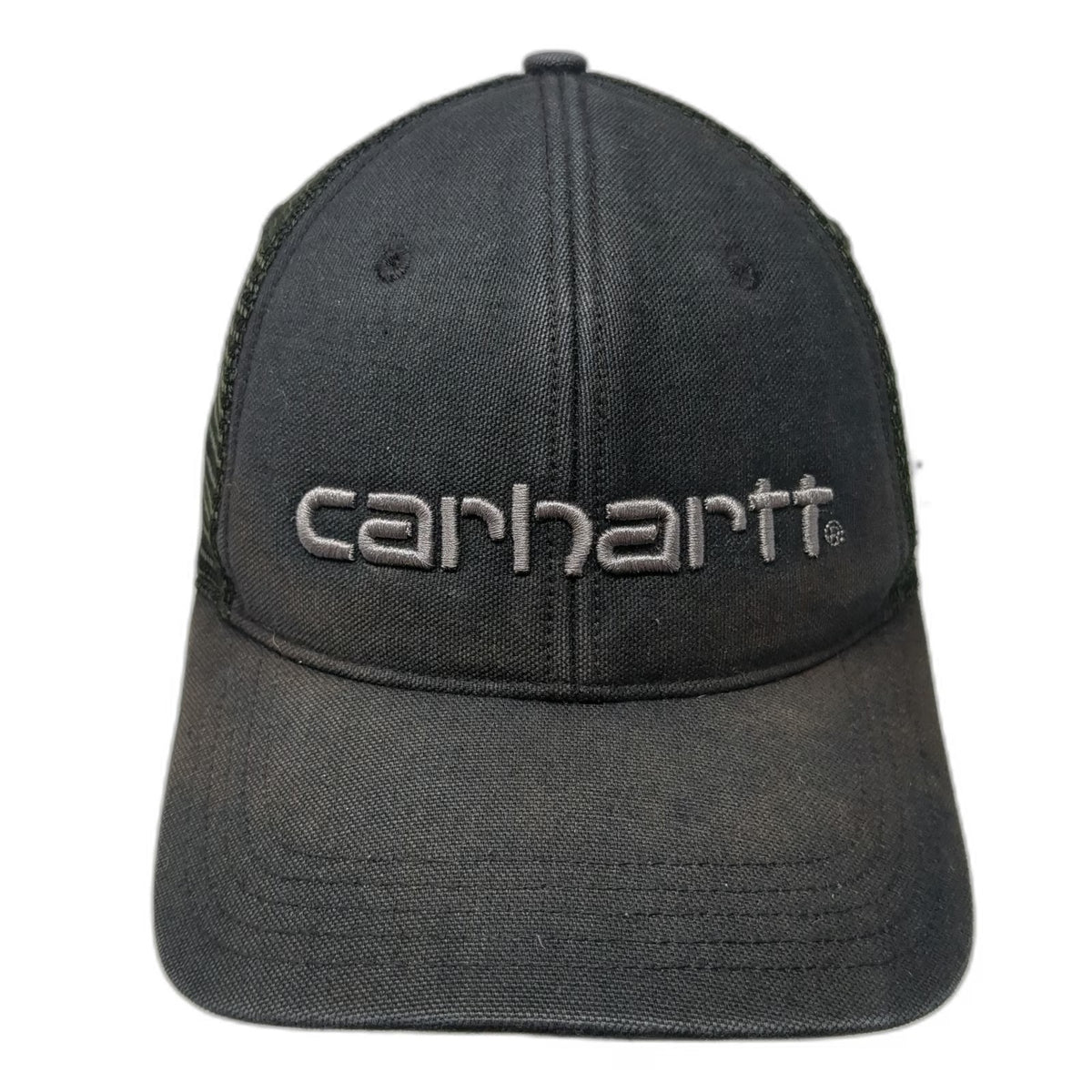 Carhartt Trucker Hat Black Gray One Size Snapback Mesh Logo Embroidered Work