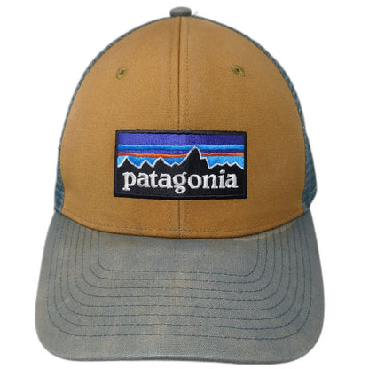 Patagonia Trucker Hat Brown Blue One Size Mesh Back Snapback Mountain Logo