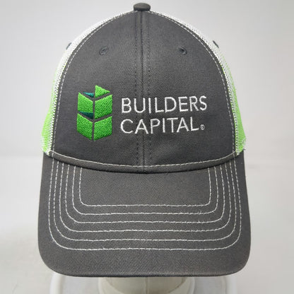 Cap America Builders Capital Trucker Hat Gray Green One Size Mesh Snapback
