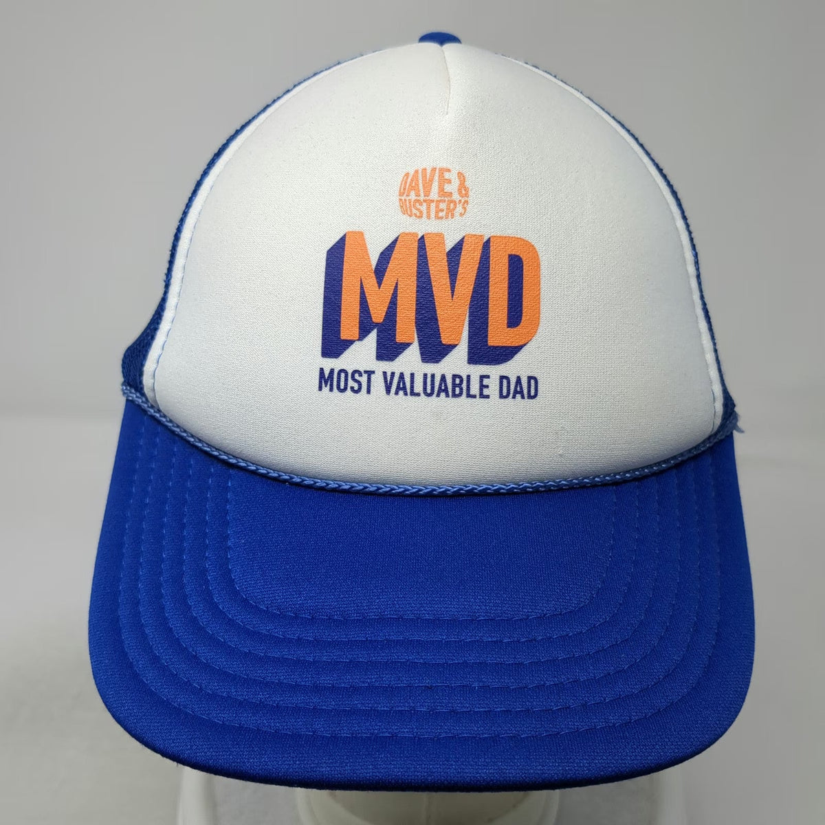 Otto Dave & Buster's Most Valuable Dad MVD Blue One Size Trucker Hat Snapback