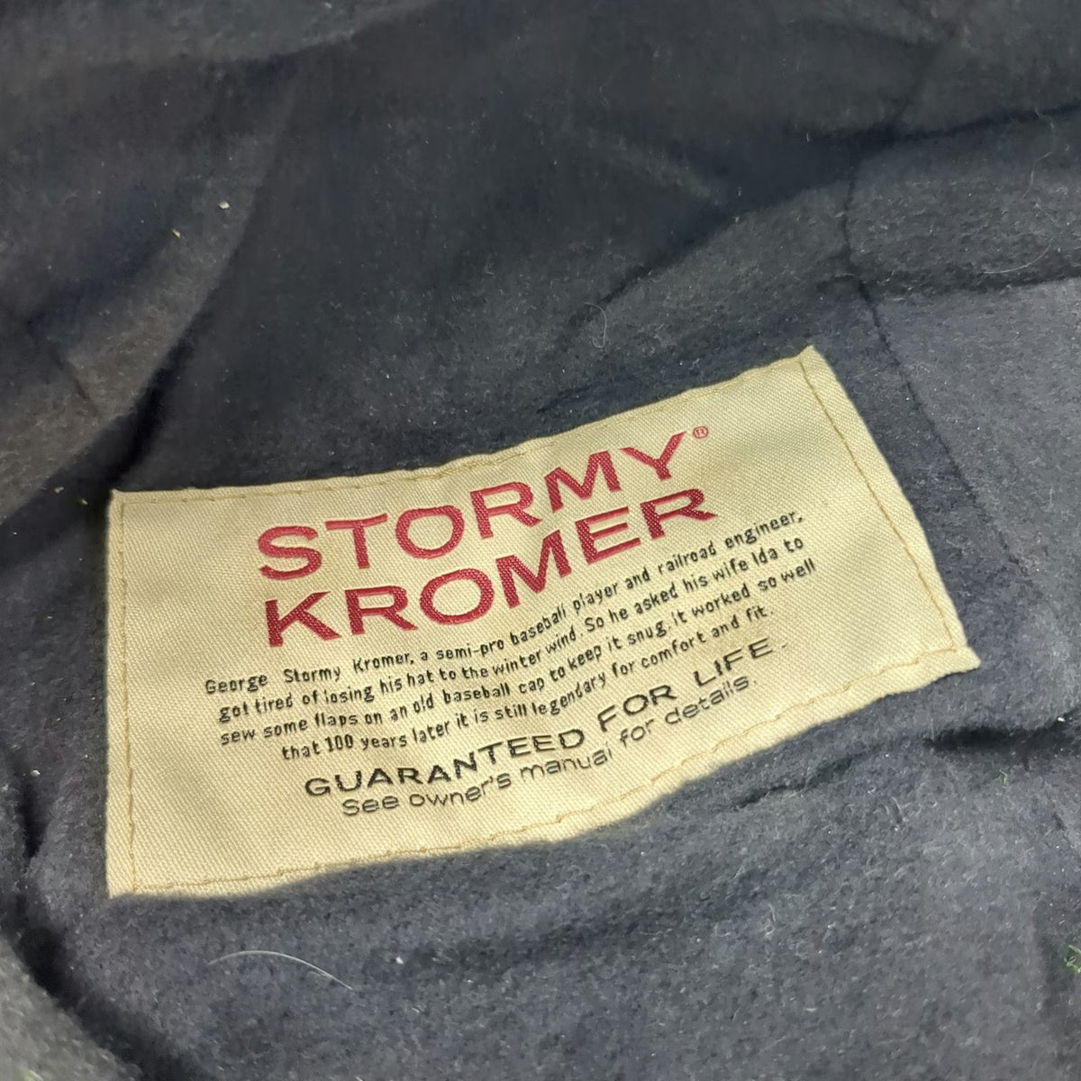 Stormy Kromer Baseball Cap Gray 7 3/8 Hat Plaid Wool Ear Flap Made USA Vintage