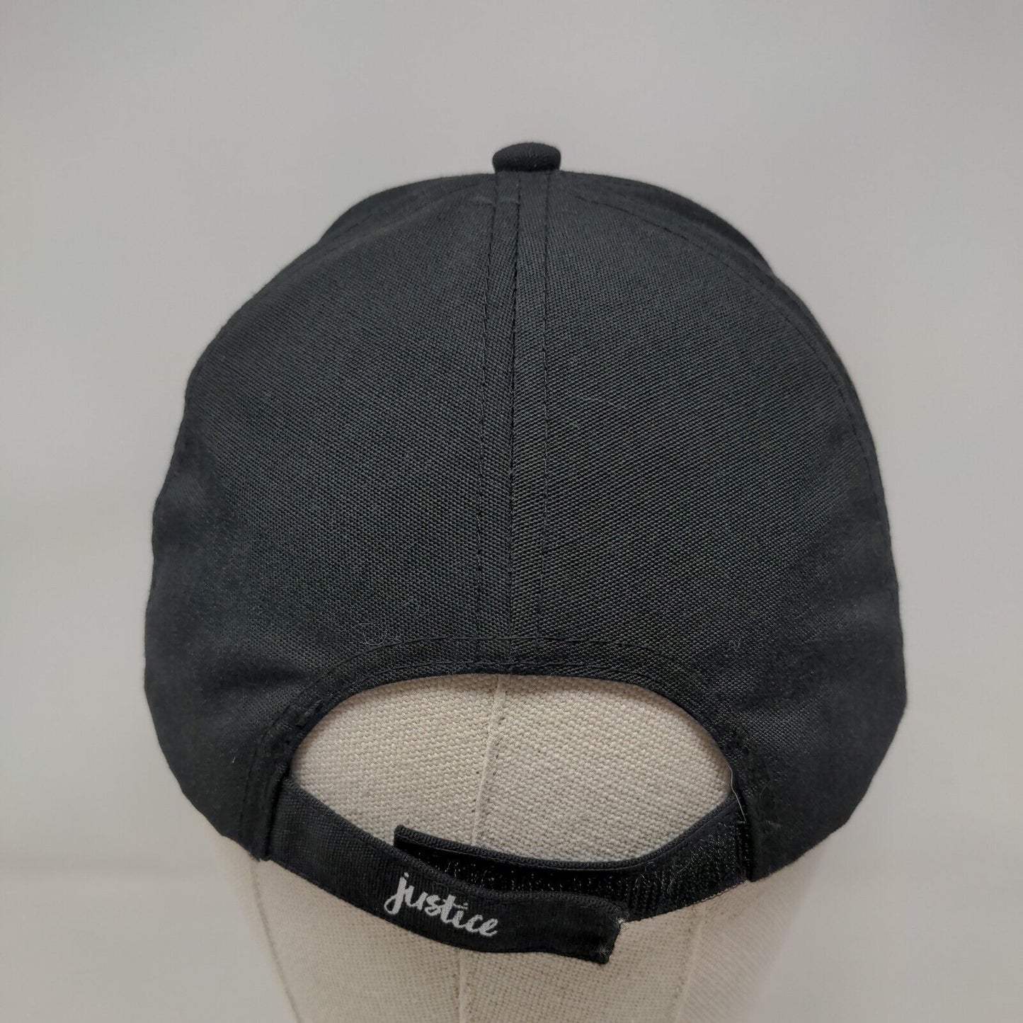 S Initial Strapback Hat Black One Size Adjustable Embroidered Glitter Justice