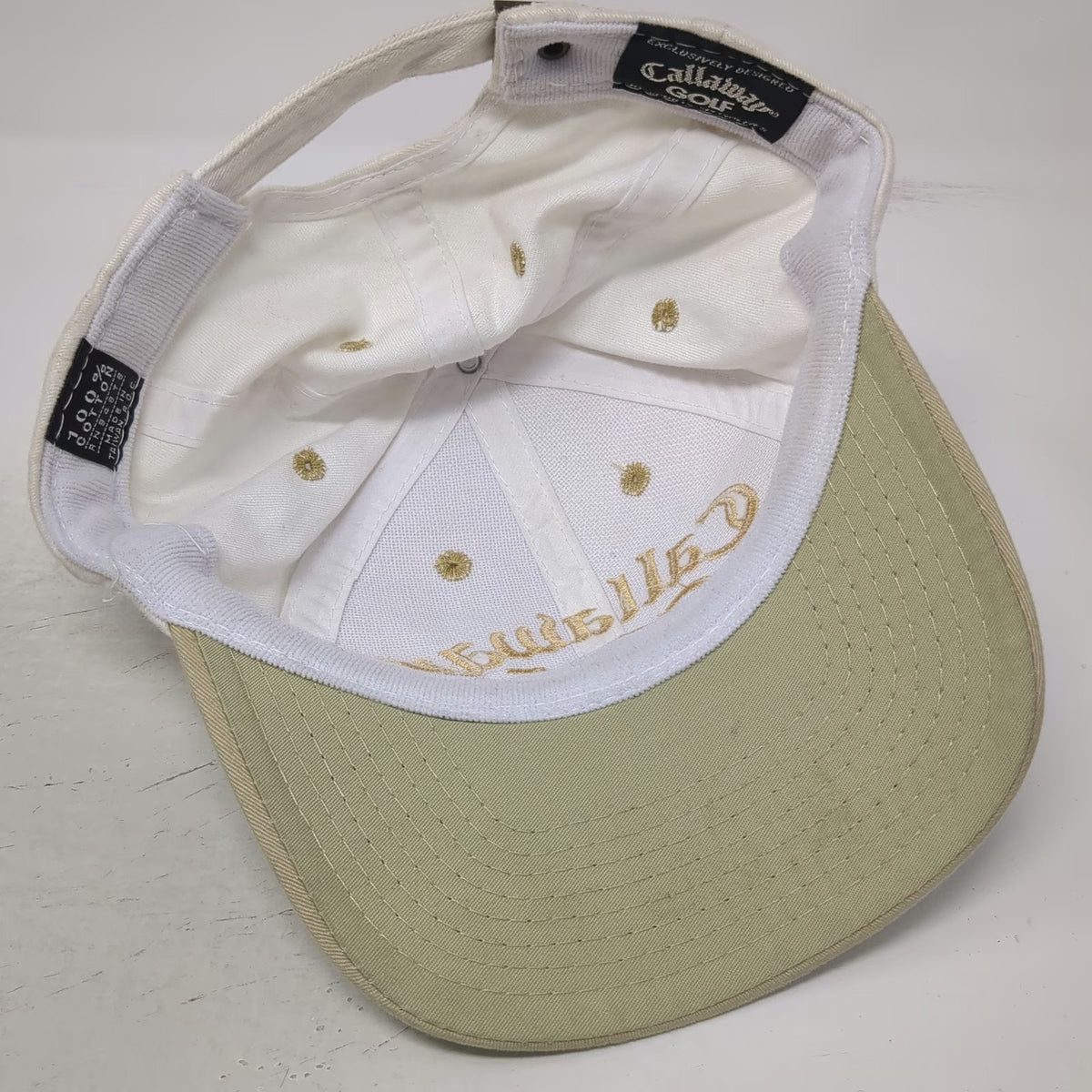 Callaway Golf Baseball Cap White Gold One Size Big Bertha Slideback 6 Panel Hat
