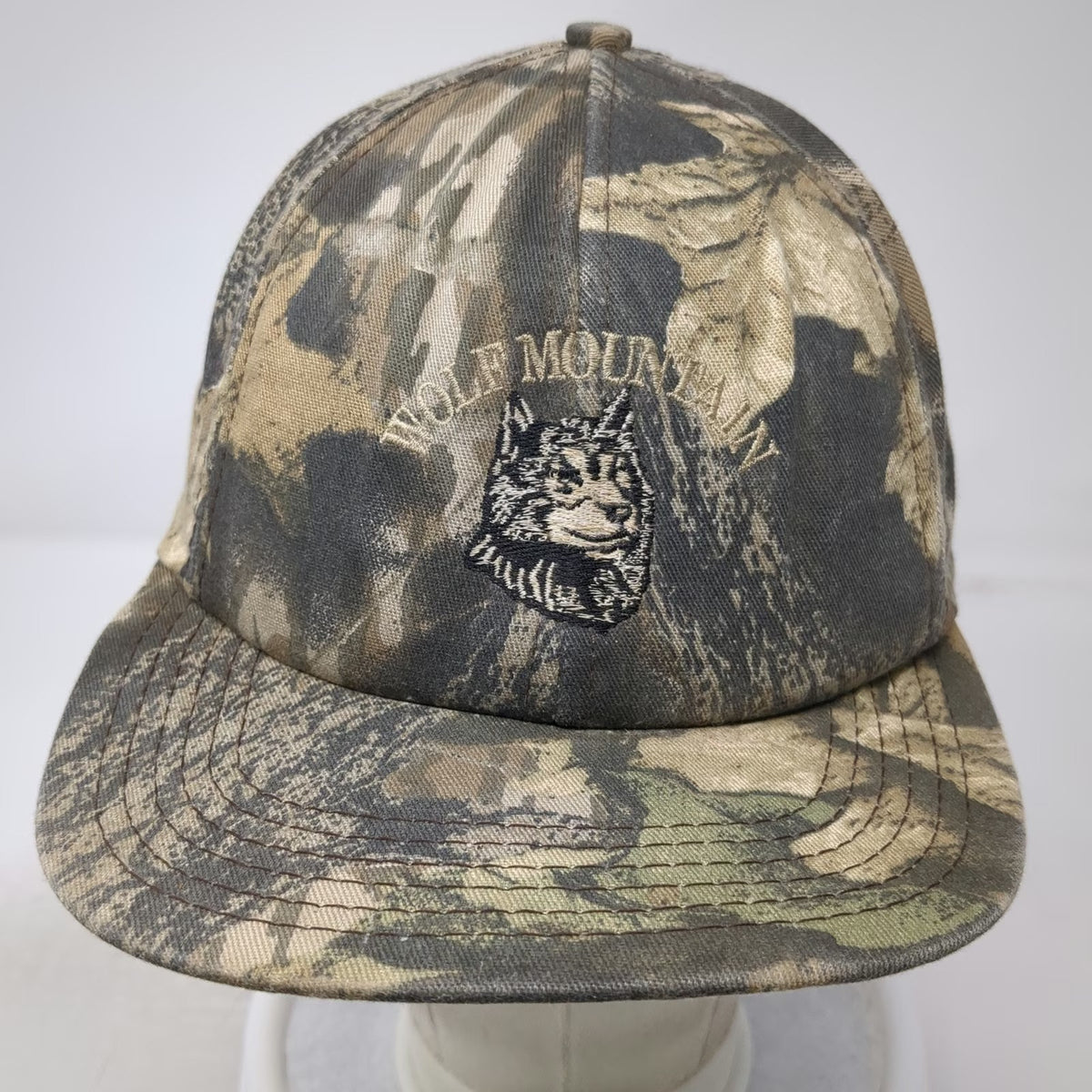 Key Snapback Green Camo Wolf Mountain Hunting Made in USA Hat Woods Vintage