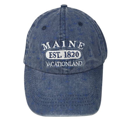 Maine Est. 1820 Vacationland Strapback Baseball Cap Blue One Size Adjustable