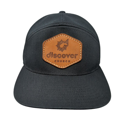 Discover Church Slideback Hat Black OS Adjustable Leather Patch Richardson