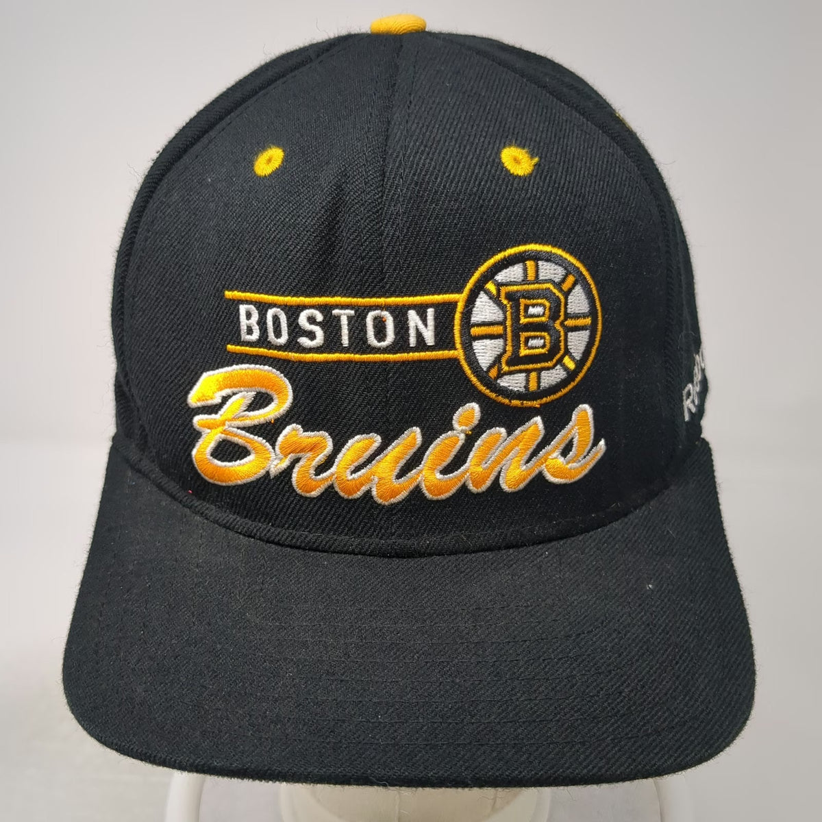 Reebok Boston Bruins NHL Snapback Hat Black Yellow White One Size Flat Brim Logo