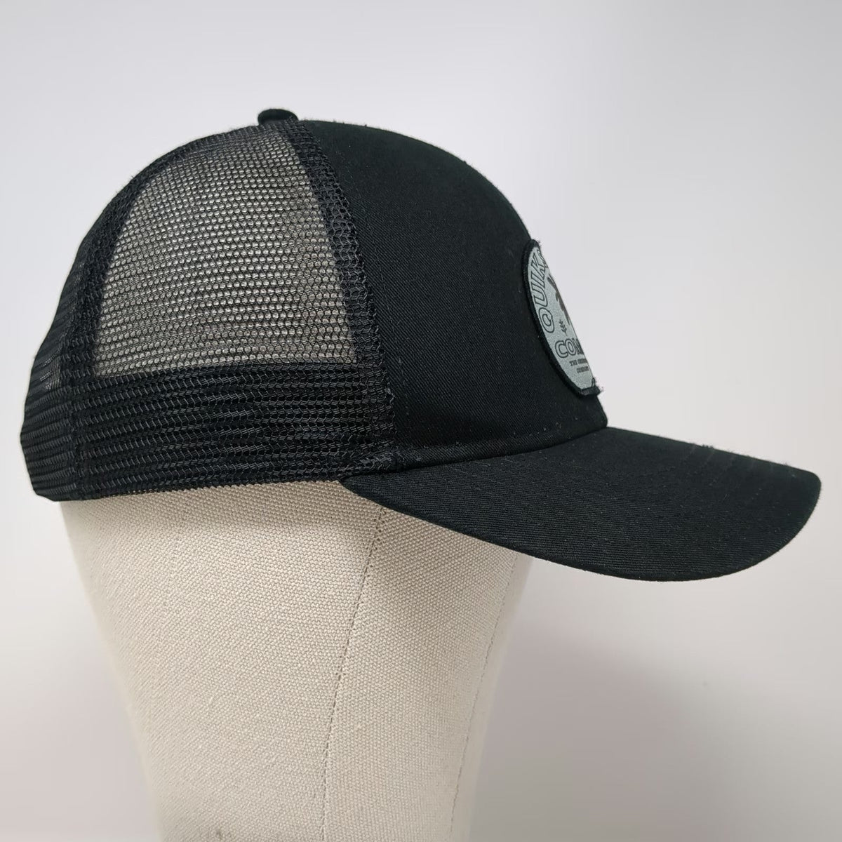 Quiksilver Trucker Hat Black OSFM Mesh Back Palm Tree Tropical Print Snapback