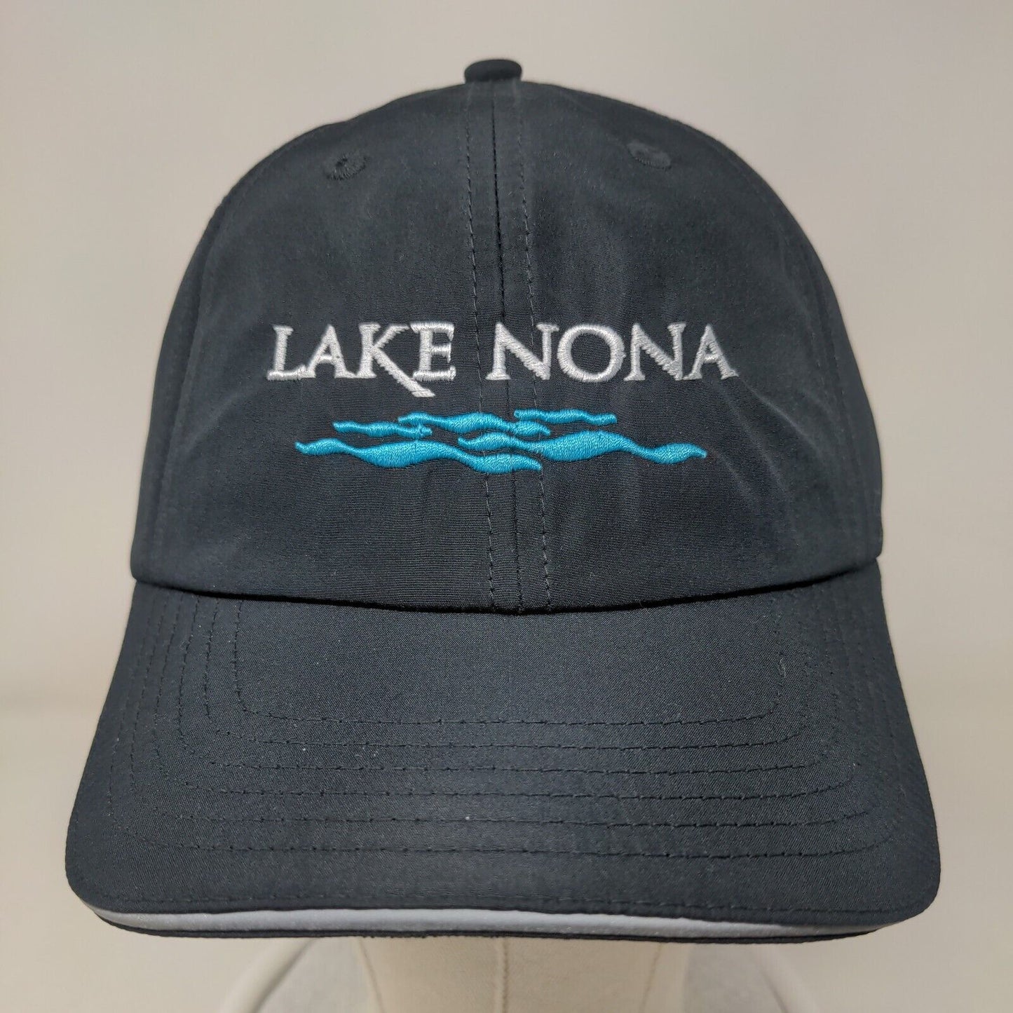 Lake Nona Strapback Hat Black One Size Adjustable Embroidered CORE365