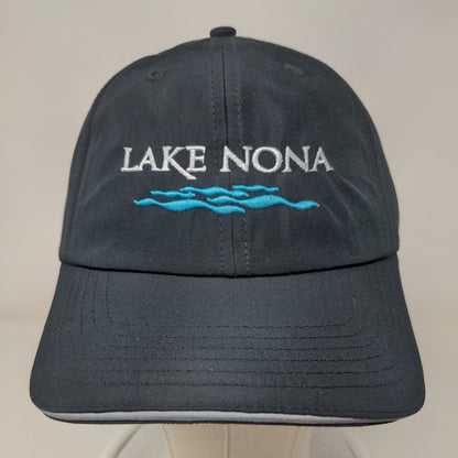 Lake Nona Strapback Hat Black One Size Adjustable Embroidered CORE365