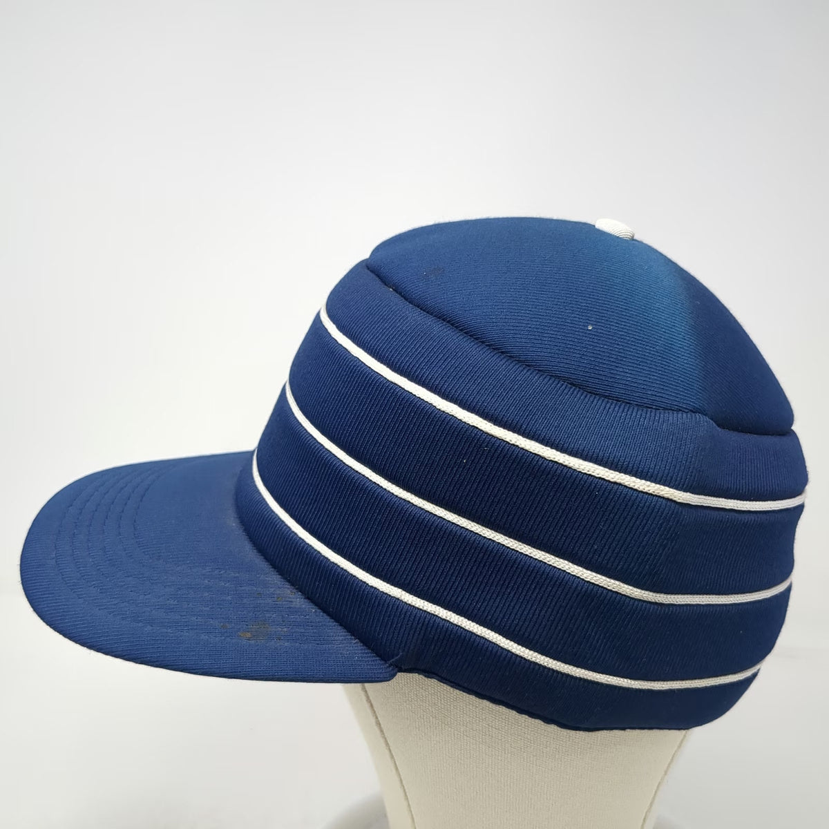 Blue Army Cap 7 5/8 Snapback Striped Padded Polyester Hat Triple White Stripes