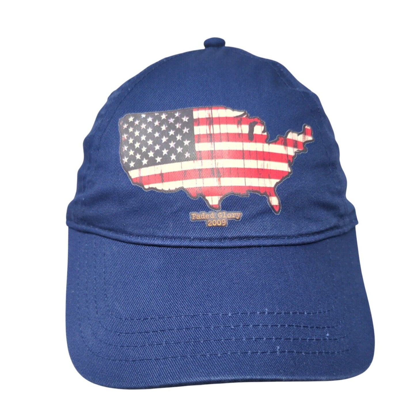 Faded Glory 2009 Slideback Hat Blue One Size Adjustable American Flag Patriotic