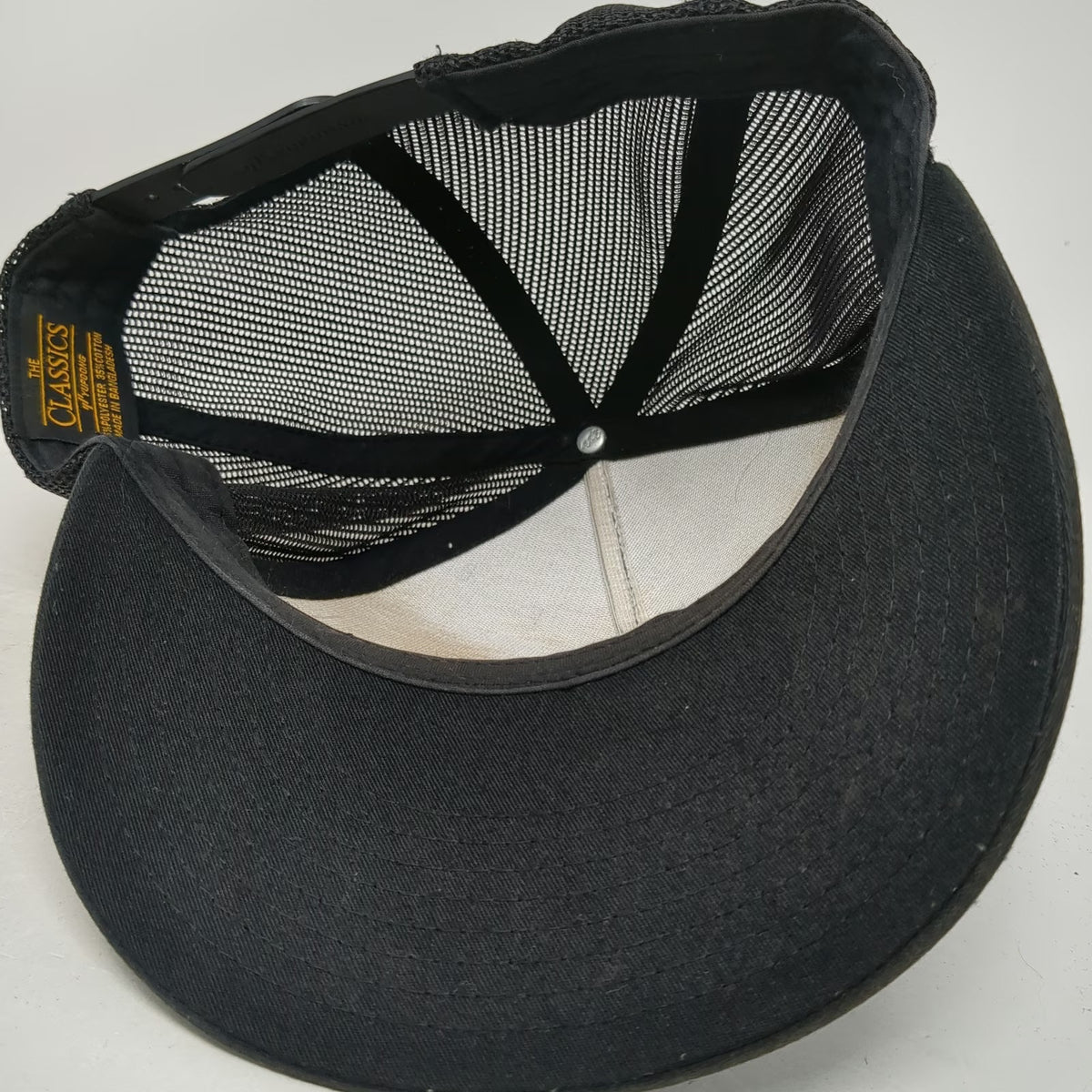 Yupoong Trucker Hat Black One Size T3 Contractors Bicep Logo Mesh Back Snapback