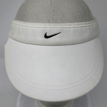 Nike Visor White One Size Dri-Fit Cotton Hat Strapback Swoosh Shield Golf