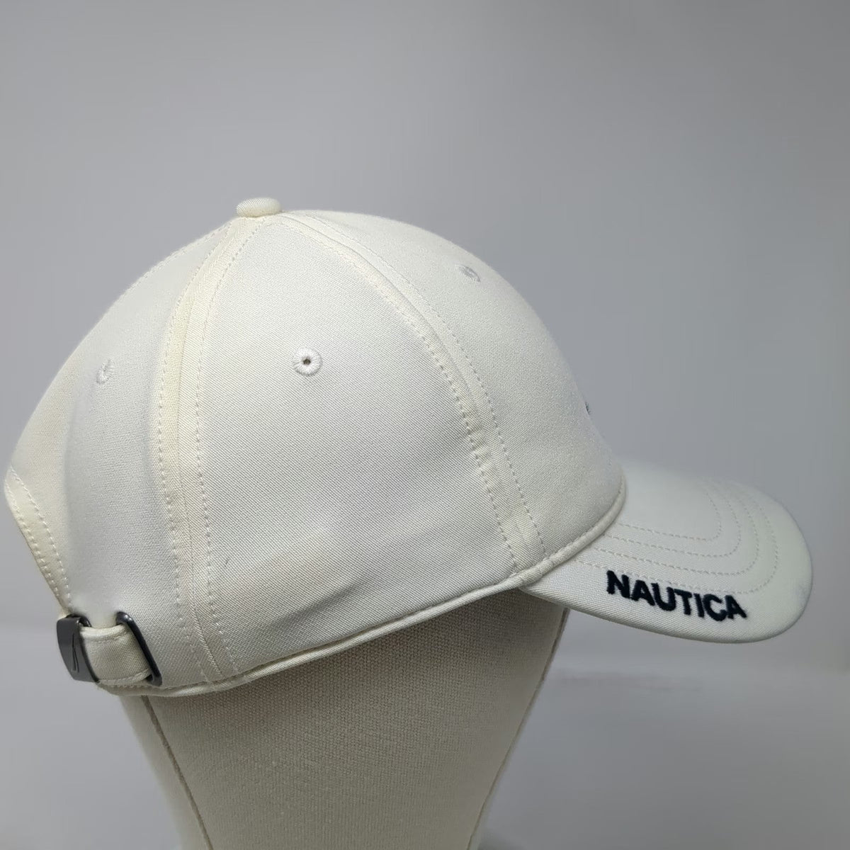 Nautica Baseball Cap White One Size Sail Logo Blue Side Bill Logo Adjustable Hat