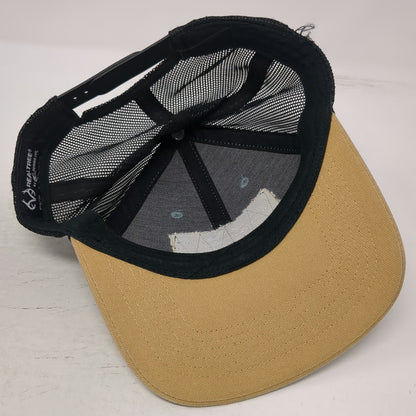 Realtree Trucker Hat Gray Beige Black One Size Mesh Back Leather Patch Snapback