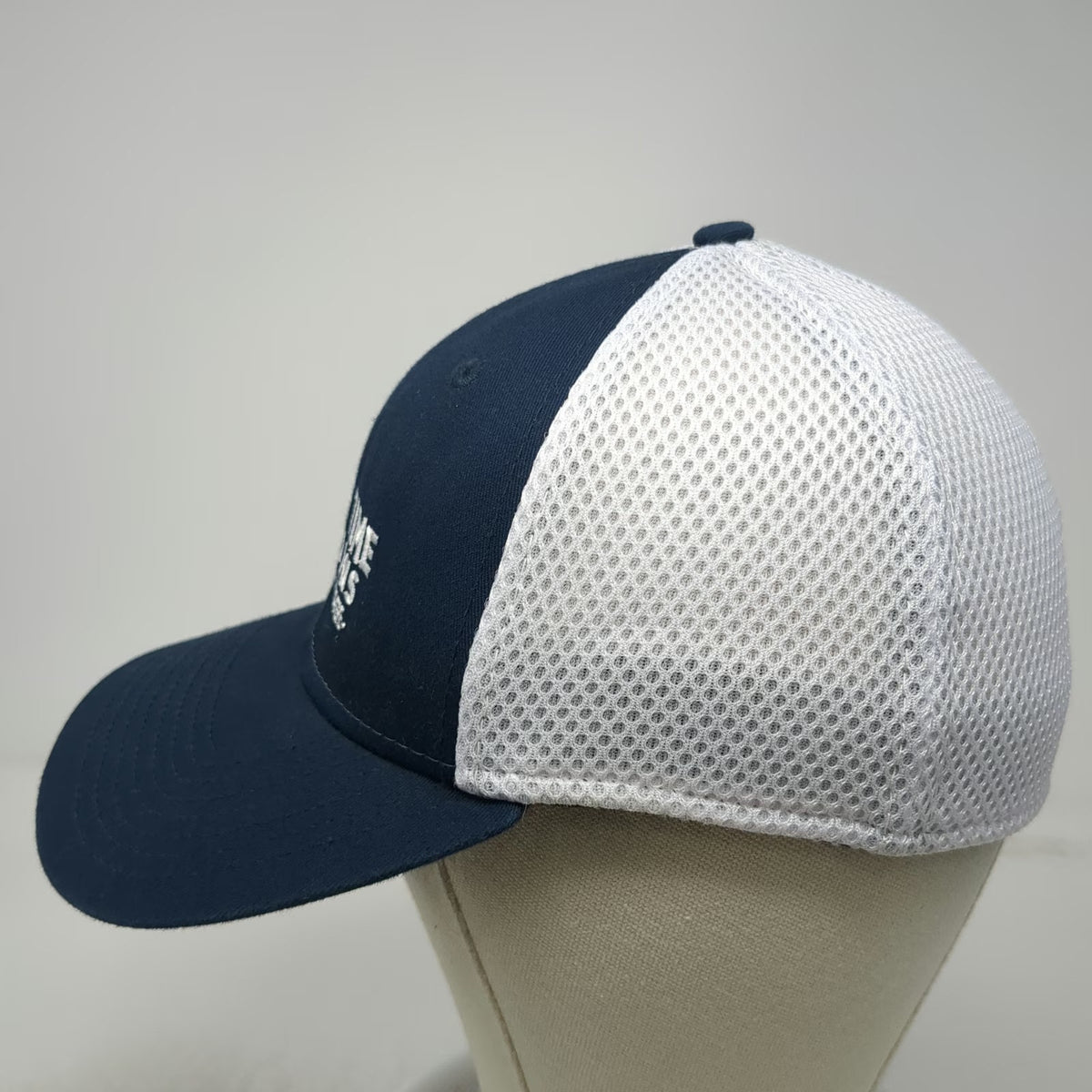 New Era 39THIRTY Blue White M Mesh Back Prime Time Auctions Baseball Cap Hat