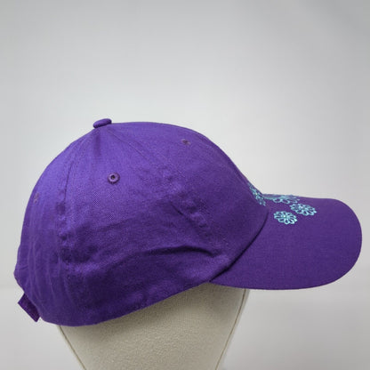 SeaWorld Strapback Hat Purple One Size Adjustable Embroidered Floral Cotton