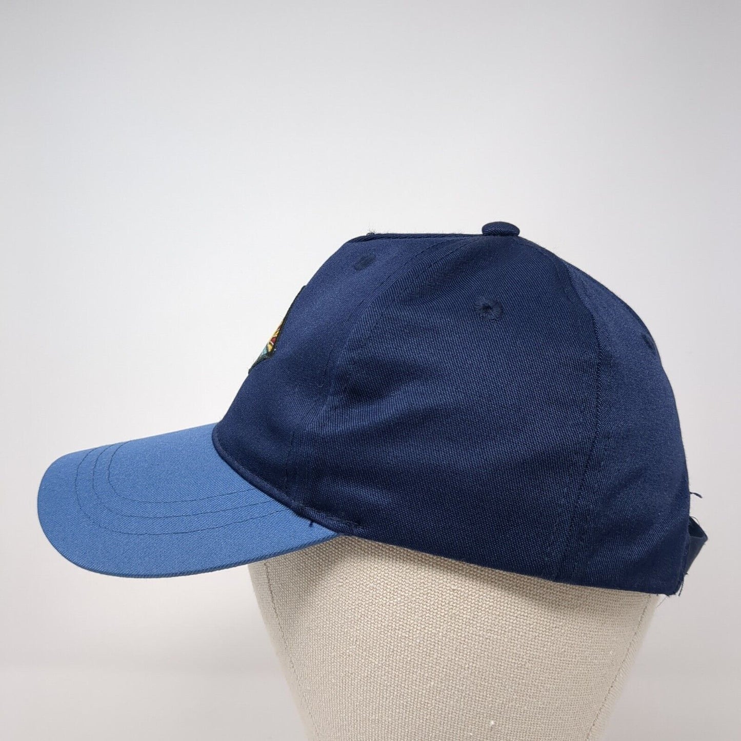 Sunset Strapback Hat Blue One Size Adjustable Embroidered Vented Holes 6 Panel