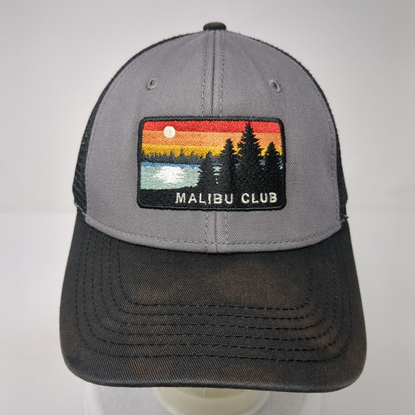 Malibu Club Snapback Trucker Hat Black One Size Mesh Back Blue 84