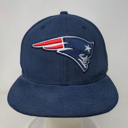 New Era Mens Fitted Hat Blue 7 3/8 New England Patriots Embroidered Logo 59Fifty