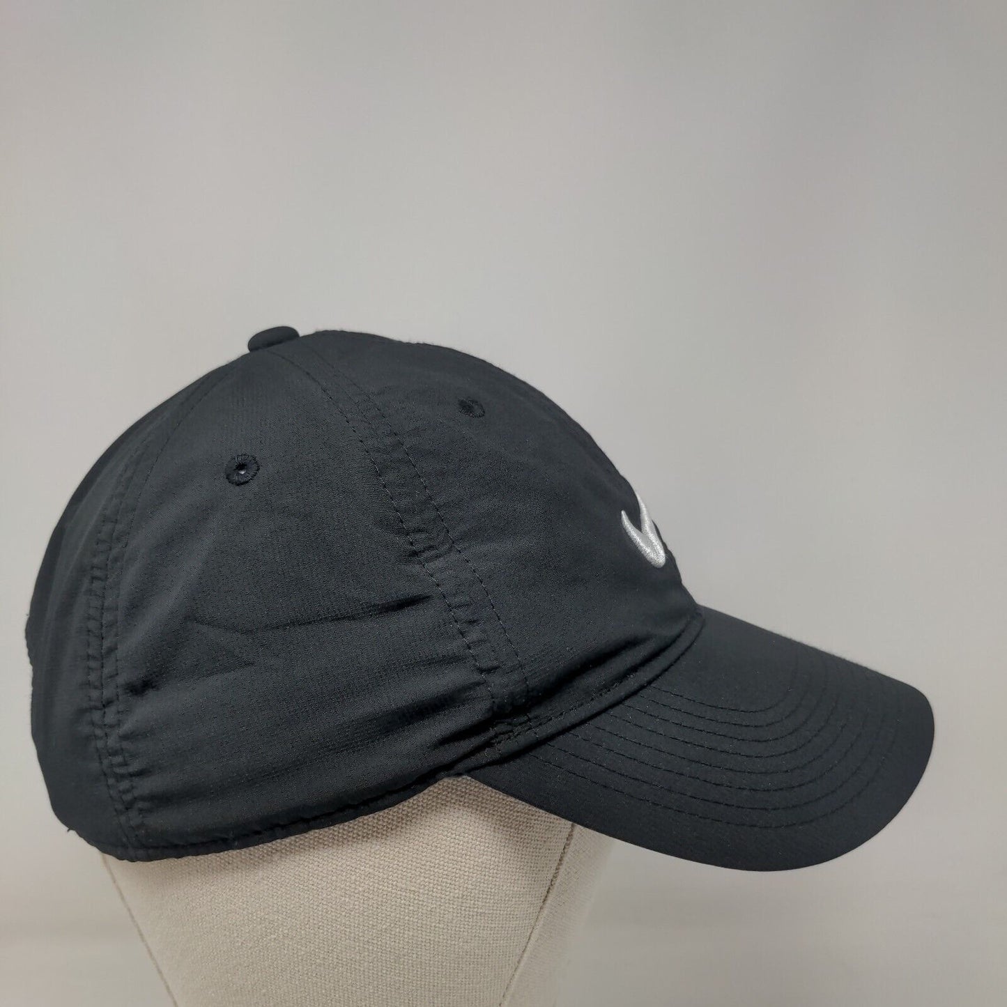 Nike Swoosh Strapback Hat Black OSFM Embroidered Logo Adjustable