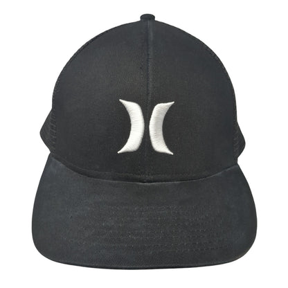 Hurley Snapback Mesh Back Trucker Hat Black One Size Embroidered Logo
