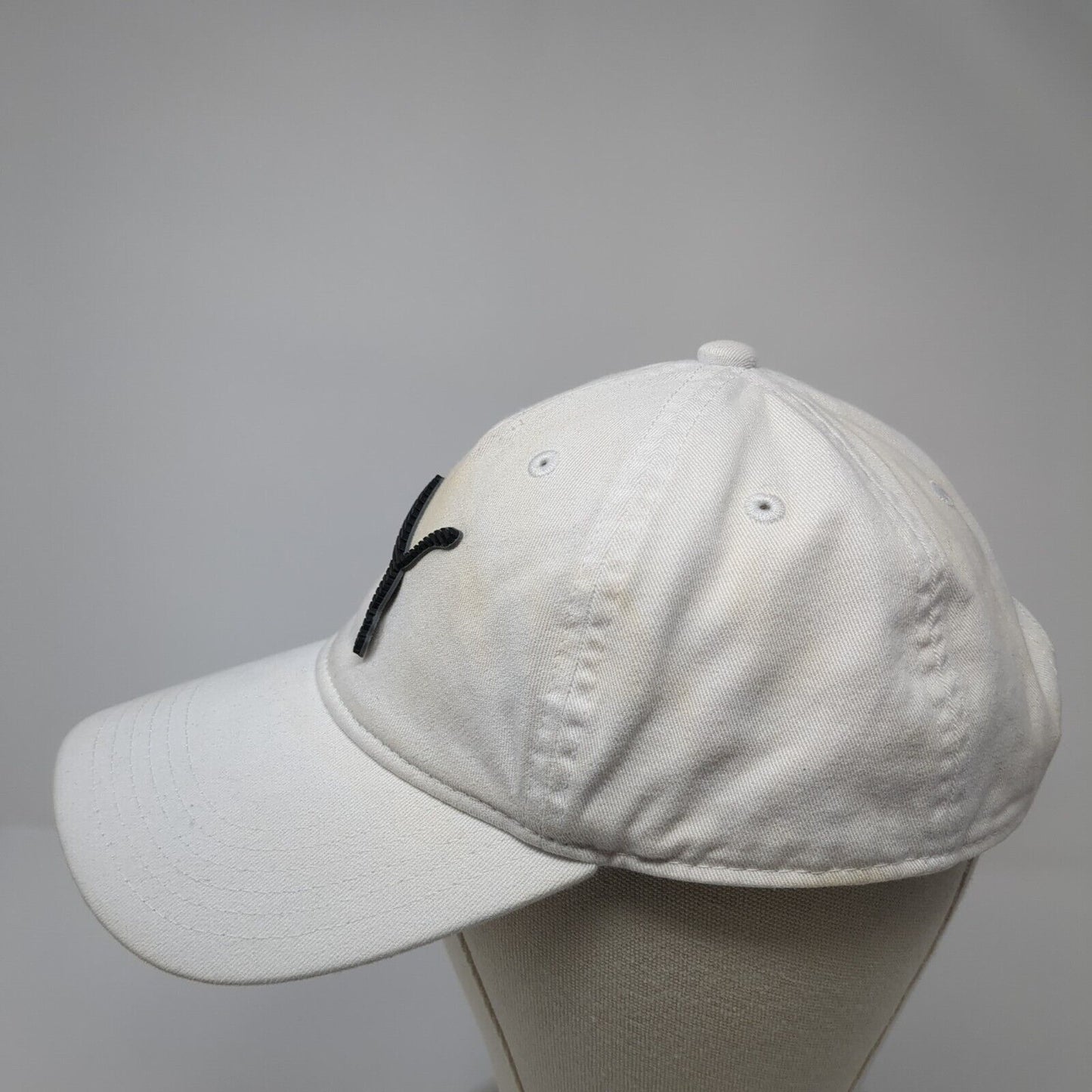 Puma Logo Snapback Hat White One Size Adjustable Solid Vent Holes Outdoor