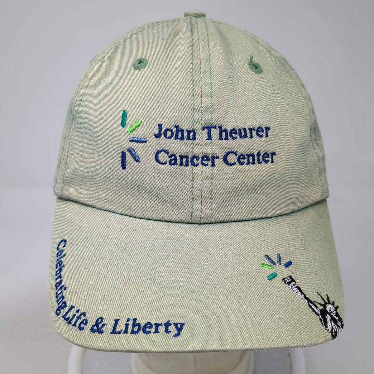 John Theurer Cancer Center Green Baseball Cap One Size Hat Life Liberty Torch