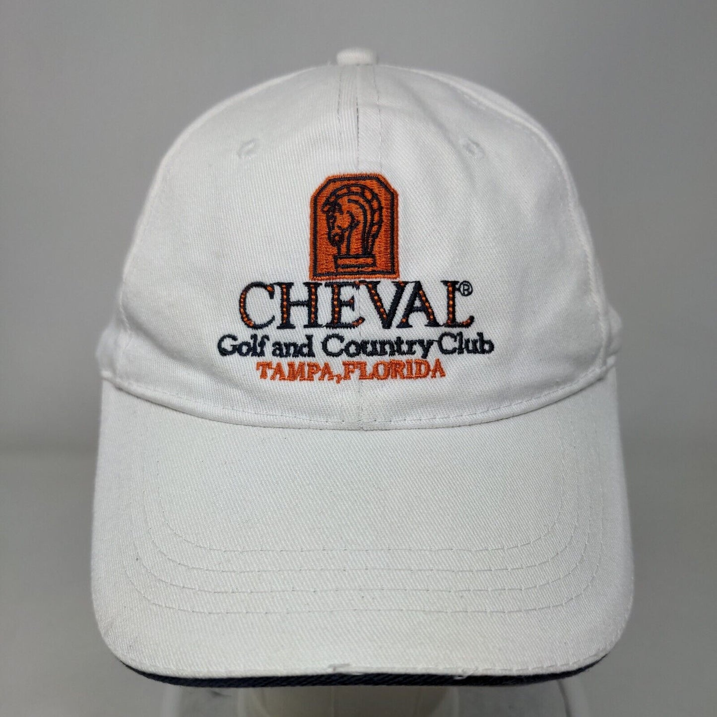 Cheval Golf and Country Club Strapback Hat White One Size Embroidered