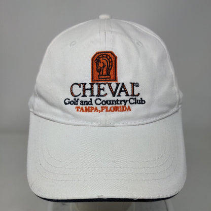 Cheval Golf and Country Club Strapback Hat White One Size Embroidered
