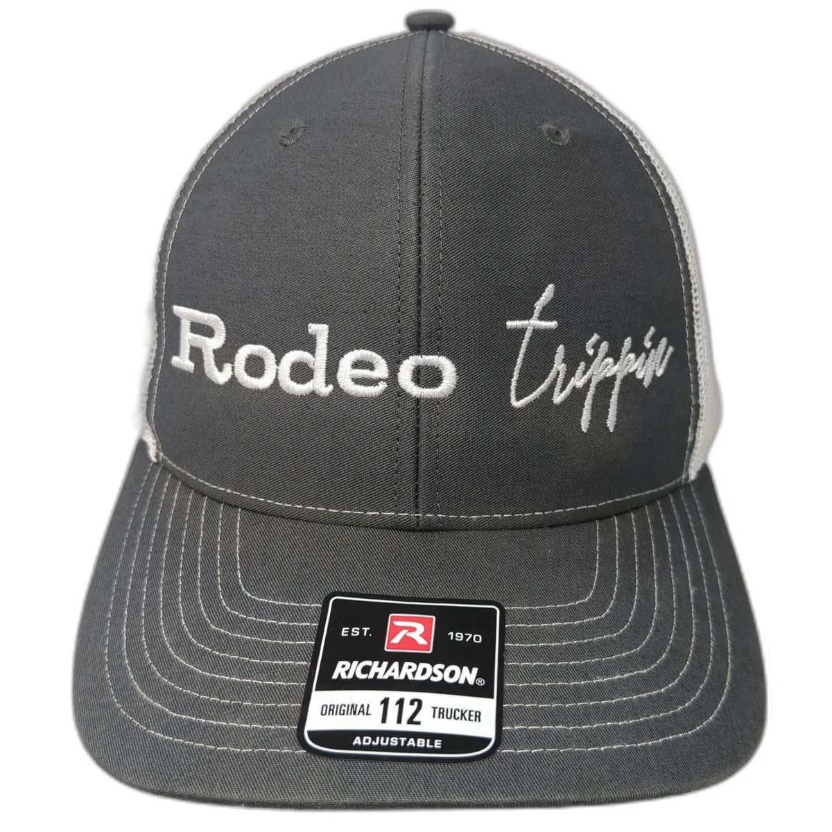 Richardson Trucker Hat Gray One Size Snapback Mesh Embroidered Rodeo Trippin