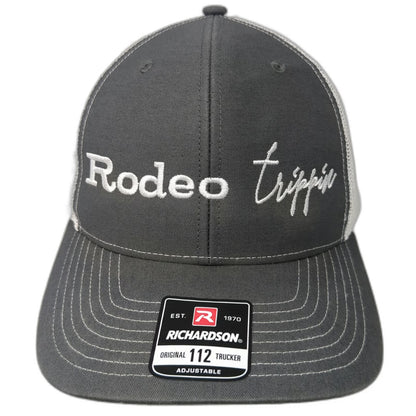 Richardson Trucker Hat Gray One Size Snapback Mesh Embroidered Rodeo Trippin