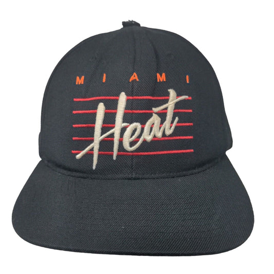 Mitchell & Ness Men's Snapback Hat Black Embroidered Miami Heat NBA Logo