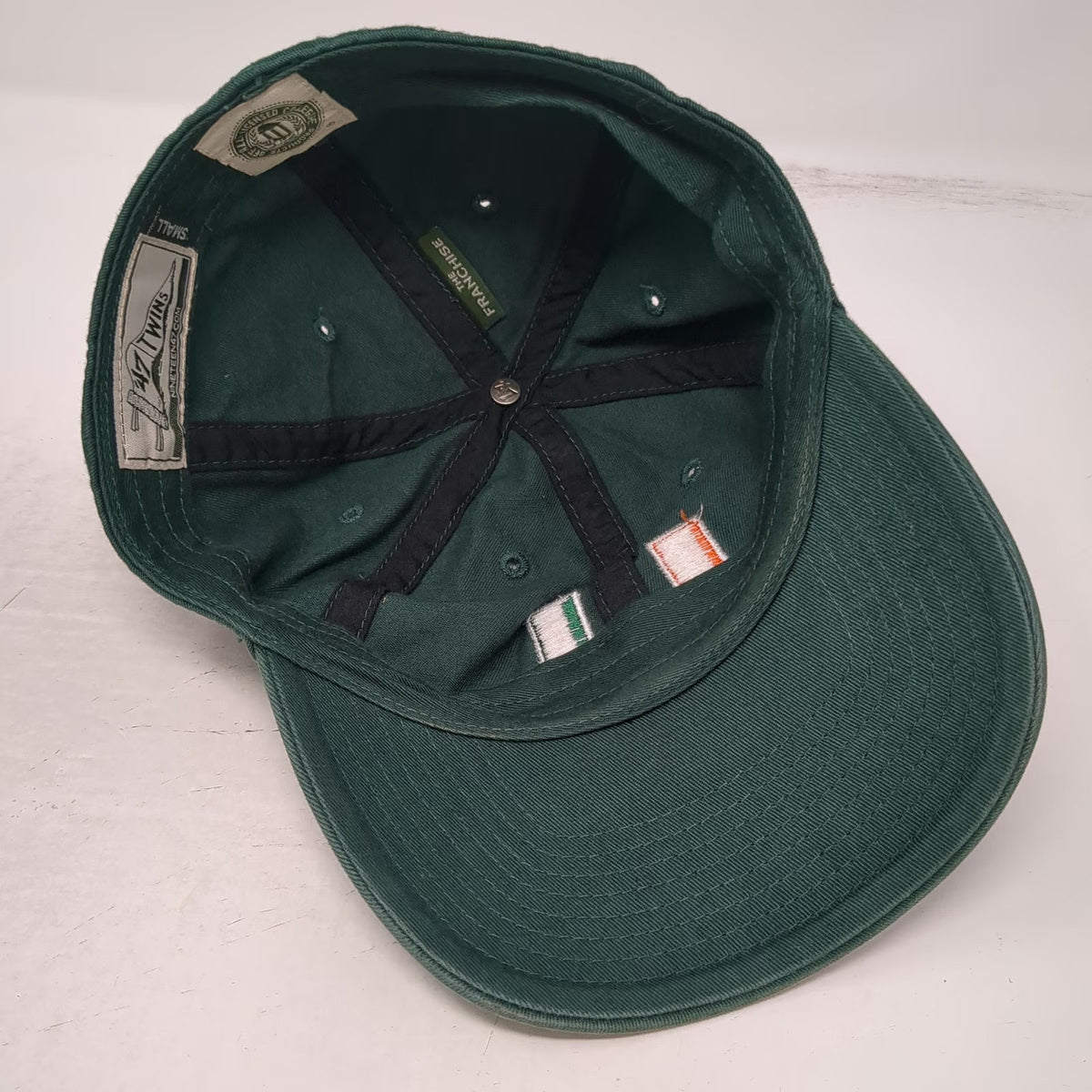 47 Miami Hurricanes NCAA Cap Green S Fitted Cotton Twill Embroidered Logo Hat