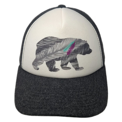 Pistil 5 Panel Gray One Size Bear Graphic Wool Blend Adjustable Snapback Hat