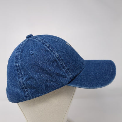 Vintage Simply Hot Strapback Hat Blue OSFA Rhinestone Jewel Cocktail Glass USA