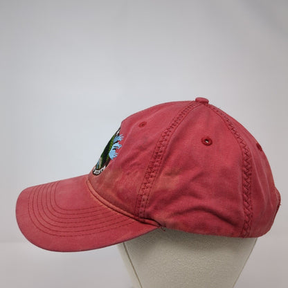 Fish Until It Hurts Strapback Hat Red OSFA Adjustable Embroidered