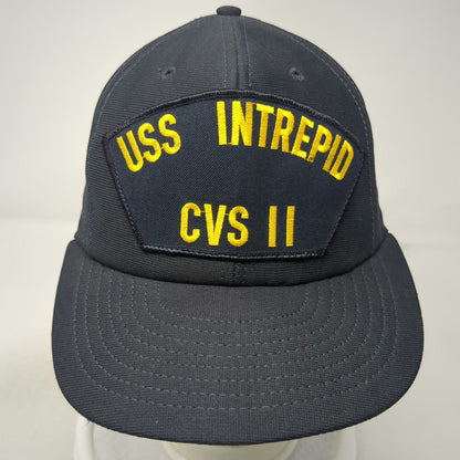 Navy America Snapback Blue OSFM USS Intrepid CVS 11 Aircraft Carrier Hat Yellow