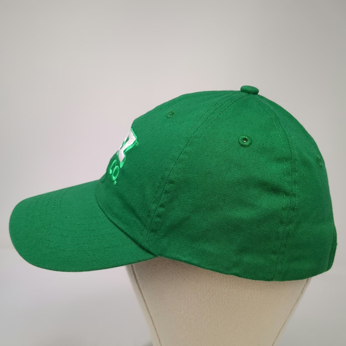 Baseball Cap Green White One Size eez CO Logo Slideback Cotton Hat Embroidered