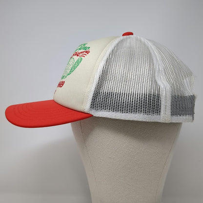 Duluth Trucker Hat White Red One Size Angry Beaverino Pizzeria Wisconsin Mesh