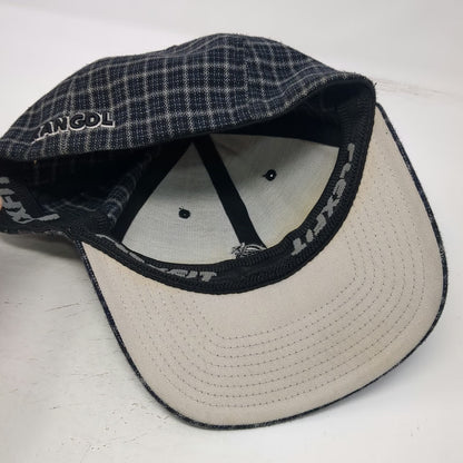 Kangol Baseball Cap Blue Gray White XL Flexfit Mini Plaid Kangaroo Logo Hat
