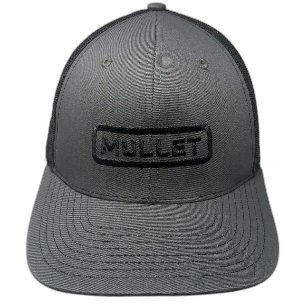 Richardson Trucker Hat Gray One Size Mullet Patch Mesh Back Snapback Curved Brim