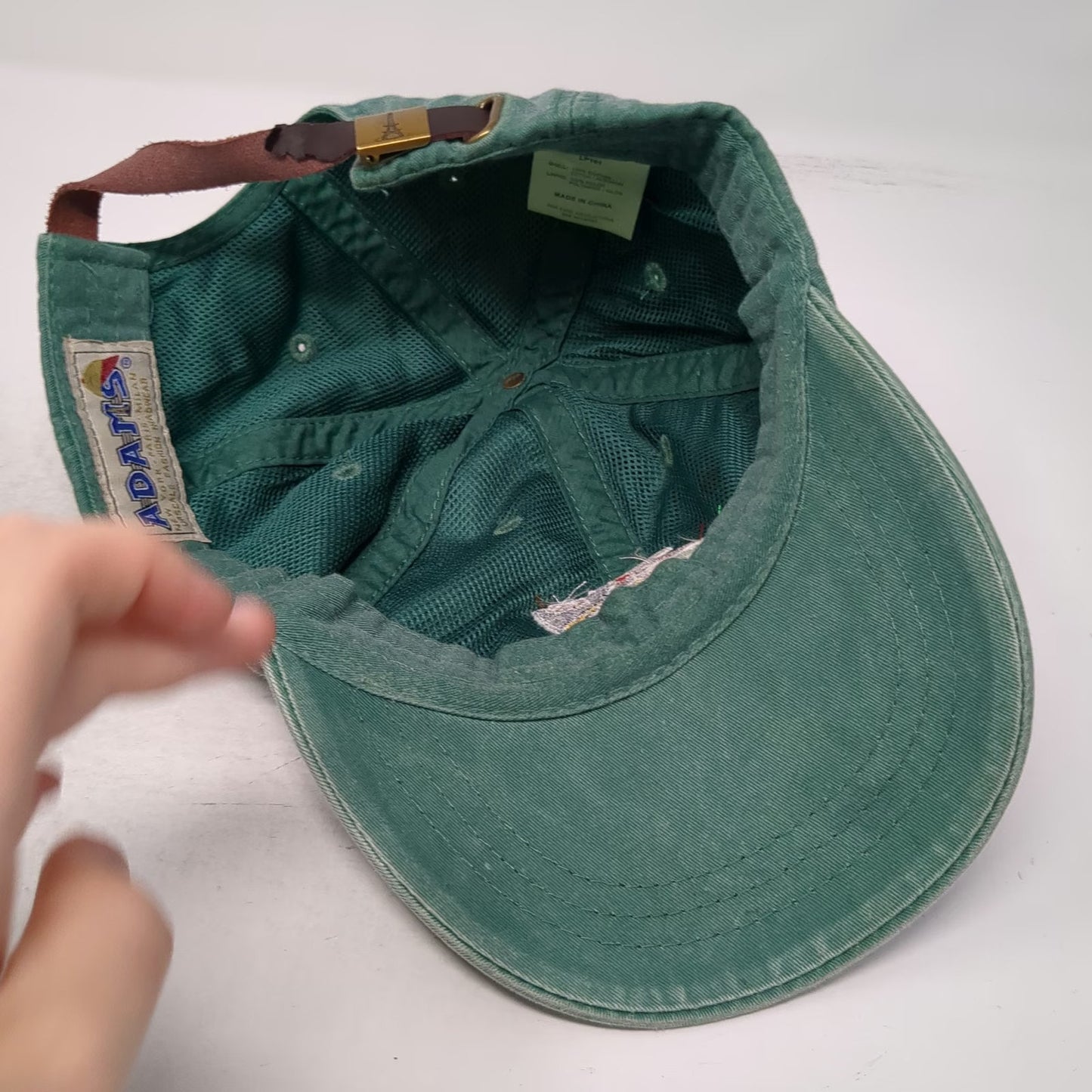 Adams Green Baseball Cap One Size Boston Sports Logo Leather Strap Buckle Hat
