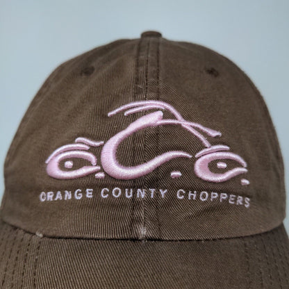 Orange County Choppers Women's Strapback Hat Brown Pink OSFA Embroidered Logo