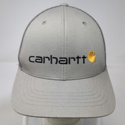 Carhartt Baseball Cap Gray One Size Fitted Mesh Back Embroidered Logo Work Hat
