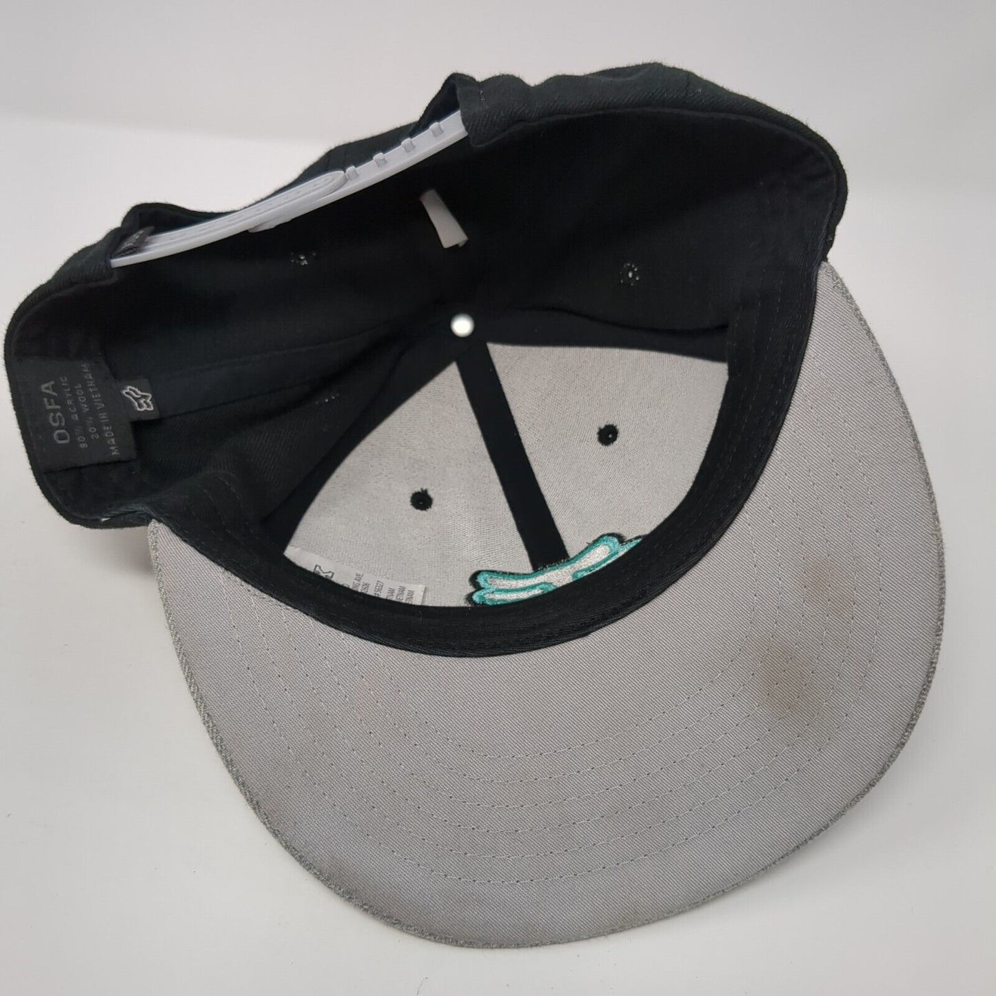 Fox Snapback Hat Black One Size Adjustable Embroidered Colorblock