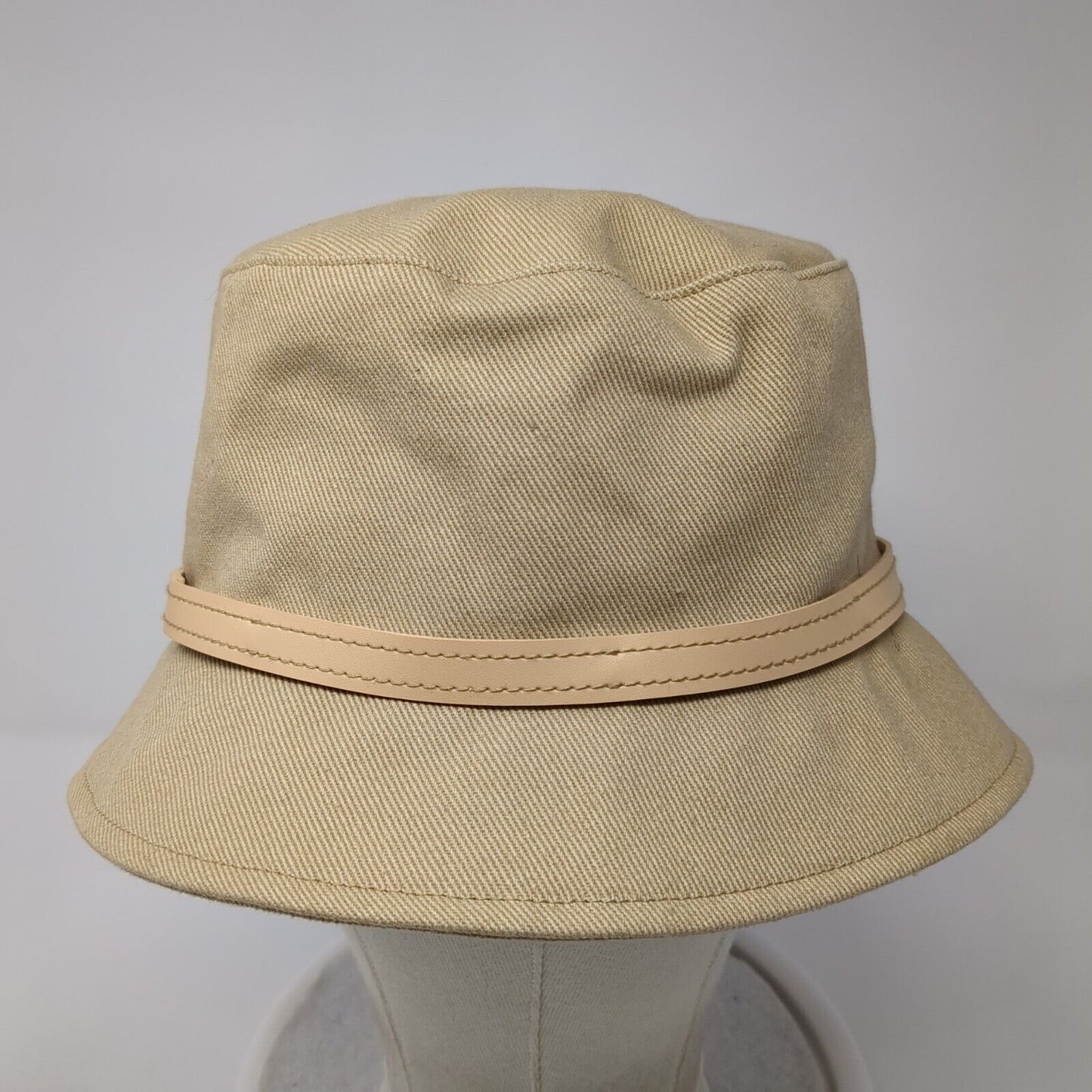 Liz Claiborne Bucket Hat Tan One Size Leather Strap Solid Outdoor